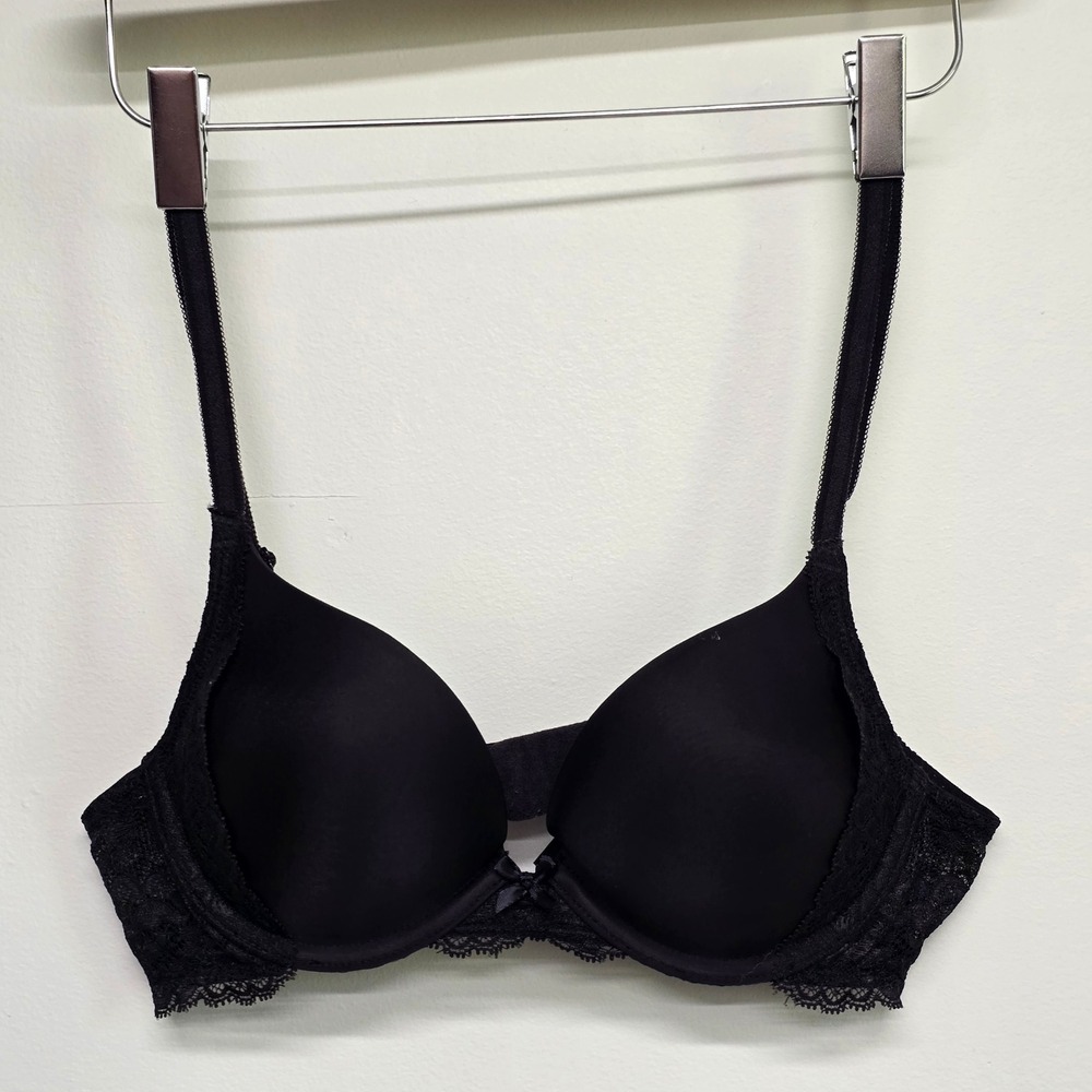 Victoria's Secret Dream Angels Bra Women 34B Black Lace Push Up Romantic